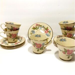 Gorham Fairmeadows Tea Cups & Saucers serving for 6 Persons Fine China